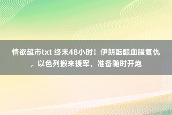 情欲超市txt 终末48小时！伊朗酝酿血腥复仇，以色列搬来援军，准备随时开炮