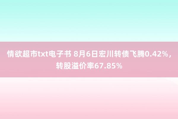 情欲超市txt电子书 8月6日宏川转债飞腾0.42%，转股溢价率67.85%