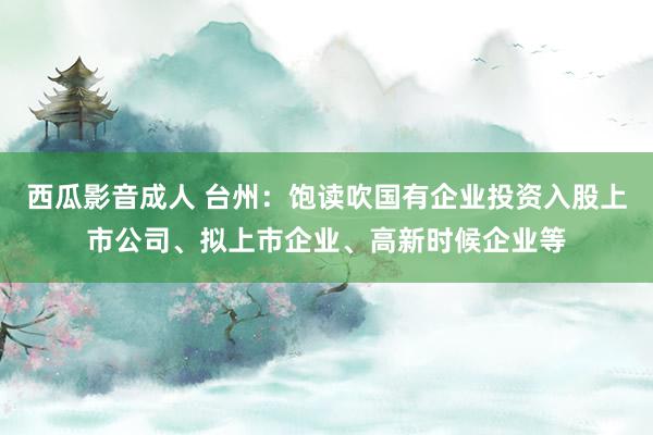 西瓜影音成人 台州：饱读吹国有企业投资入股上市公司、拟上市企业、高新时候企业等