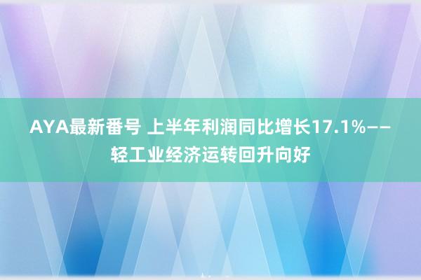 AYA最新番号 上半年利润同比增长17.1%——轻工业经济运转回升向好