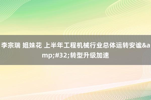 李宗瑞 姐妹花 上半年工程机械行业总体运转安谧&#32;转型升级加速