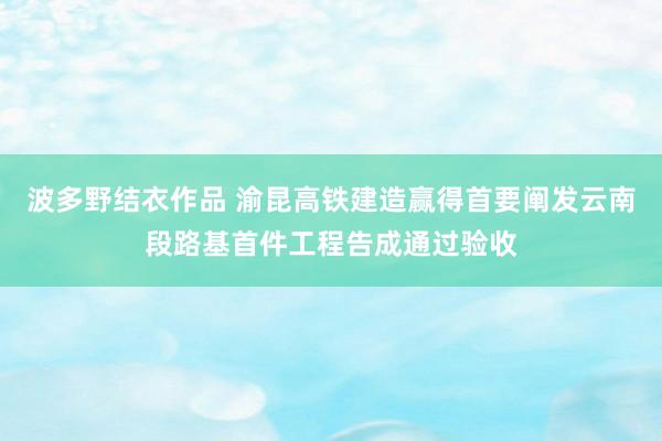 波多野结衣作品 渝昆高铁建造赢得首要阐发云南段路基首件工程告成通过验收