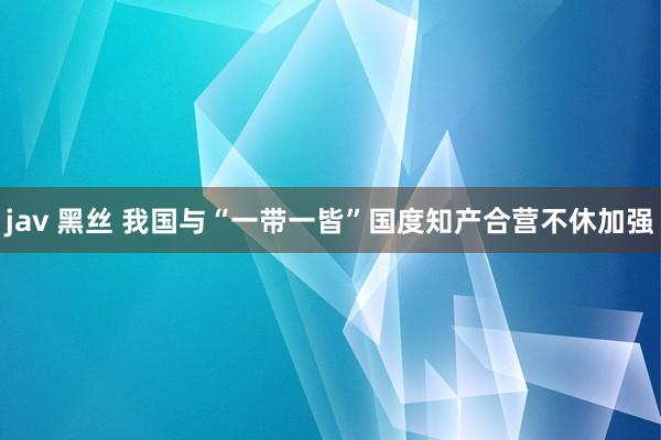 jav 黑丝 我国与“一带一皆”国度知产合营不休加强