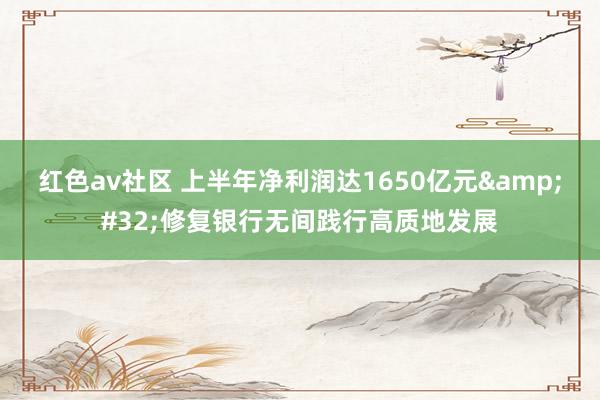 红色av社区 上半年净利润达1650亿元&#32;修复银行无间践行高质地发展