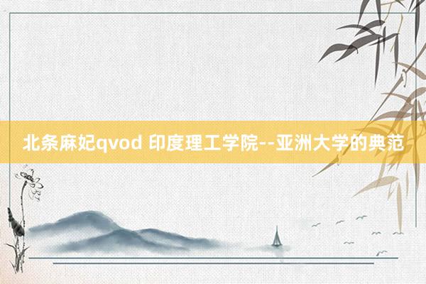 北条麻妃qvod 印度理工学院--亚洲大学的典范